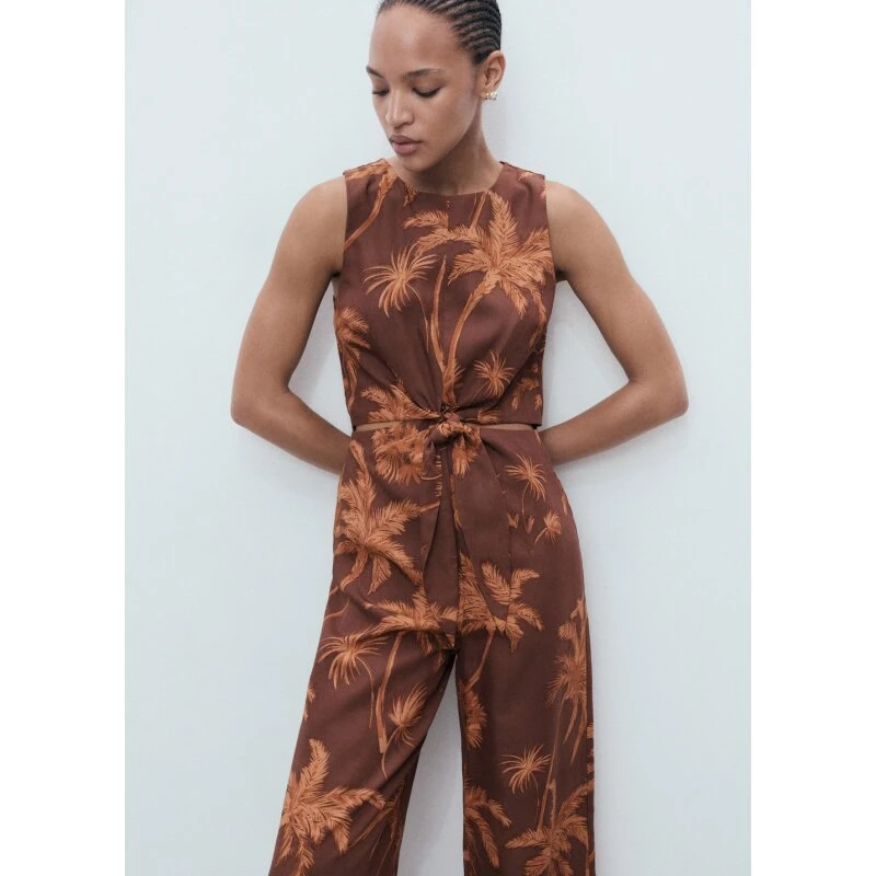 Lyocell-jumpsuit med udskæringer og knudedetaljer