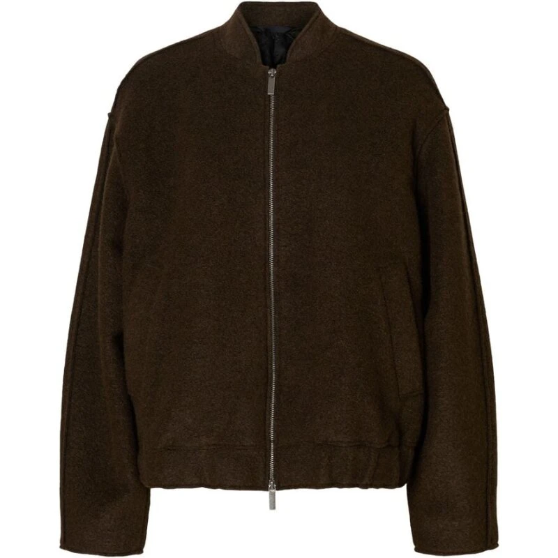 SLFREIGN Uldblend Bomberjakke – Brun, Kort