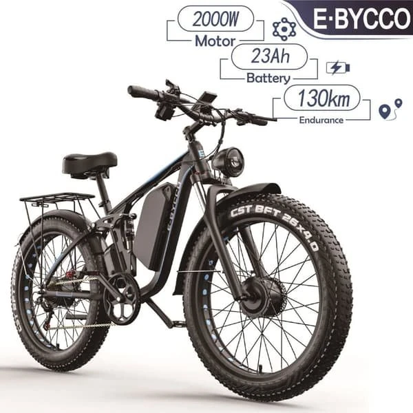 E-BYCCO EB7 Pro E-cykel 2000W Dual Motor 26x4.0 Fat Tire