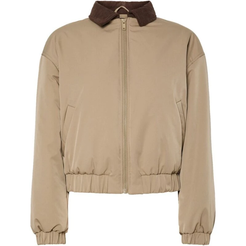 Pieces Jorma Short Padded Bomber Jakke - Greige/Hot Fudge