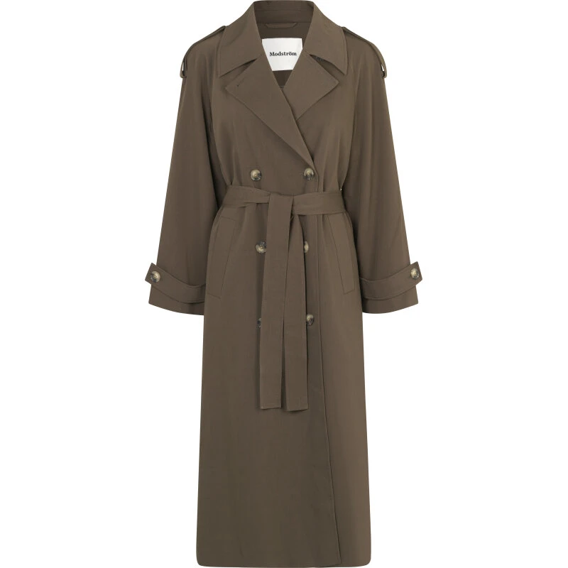 EvieMD Jakke - Espresso, Oversize Double-Breasted Trench