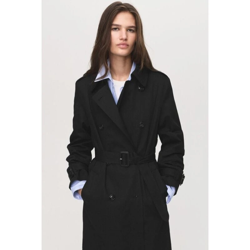 Mango Classic trenchcoat med bælte - sort