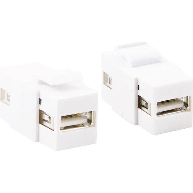 Keystone USB 2.0 stik - 2 x USB A hun, Hvid