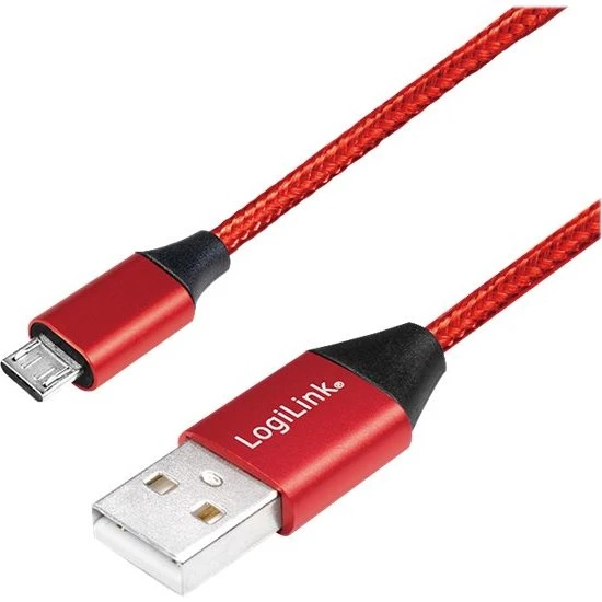 LogiLink USB 2.0 kabel til Micro-USB, 30 cm, rød