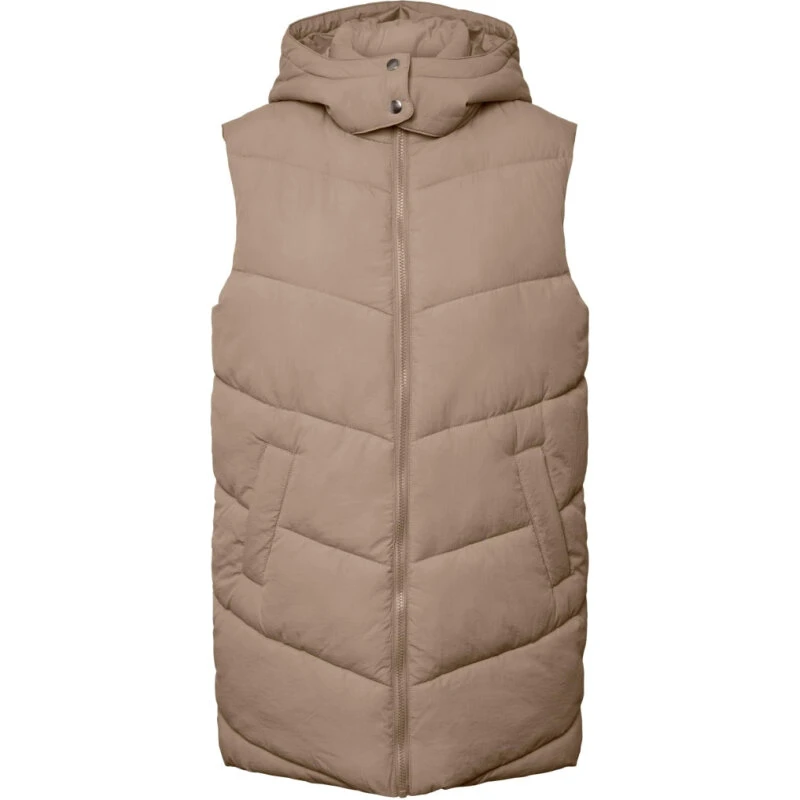 TeeShoppen Jamilla Lang Puffer Vest - Silver Mink