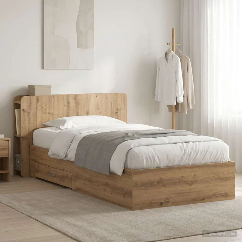 vidaXL Sengestel med opbevaring Artisan-eg 80 x 200 cm