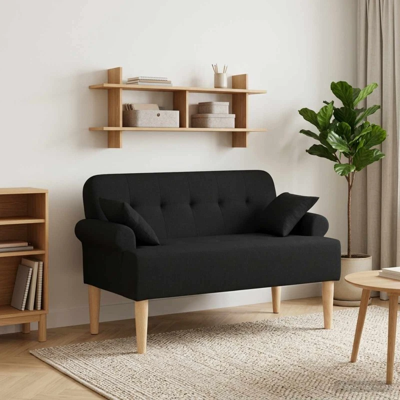 vidaXL Lænestol med knap tufting, Sort, 120 x 65 x 79 cm