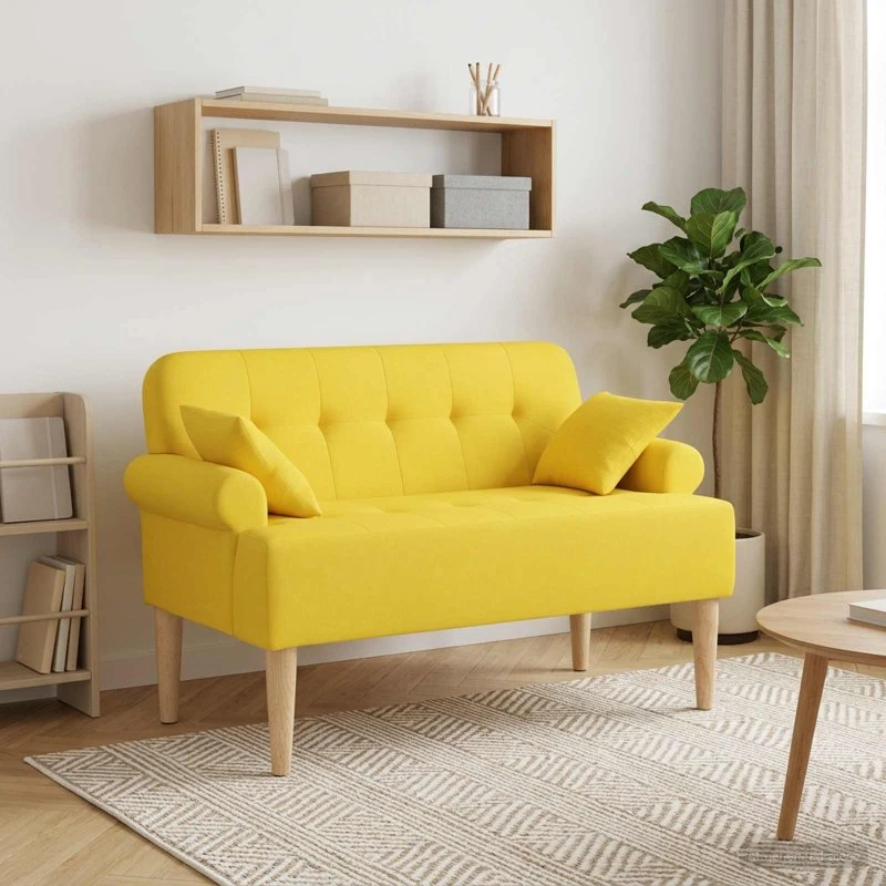vidaXL Lænestol med knap tufting, Lys Gul, 120 x 65 x 79 cm