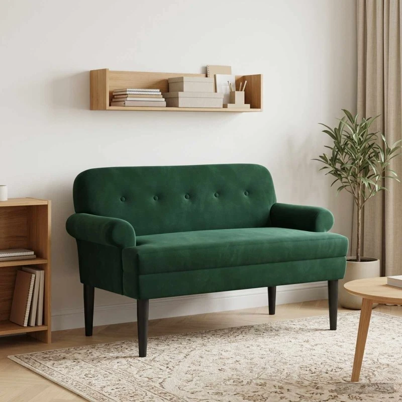 vidaXL Lænestol med knap tufting, mørkegrøn fløjl, 120x66x78 cm