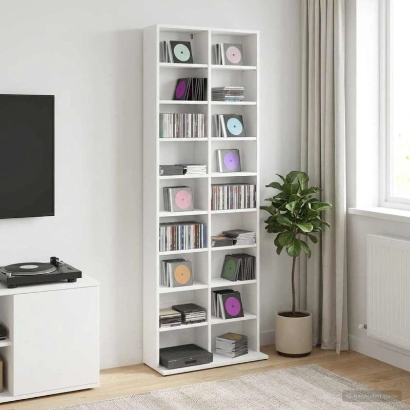 vidaXL CD-skab Hvid 65 x 23,5 x 175 cm