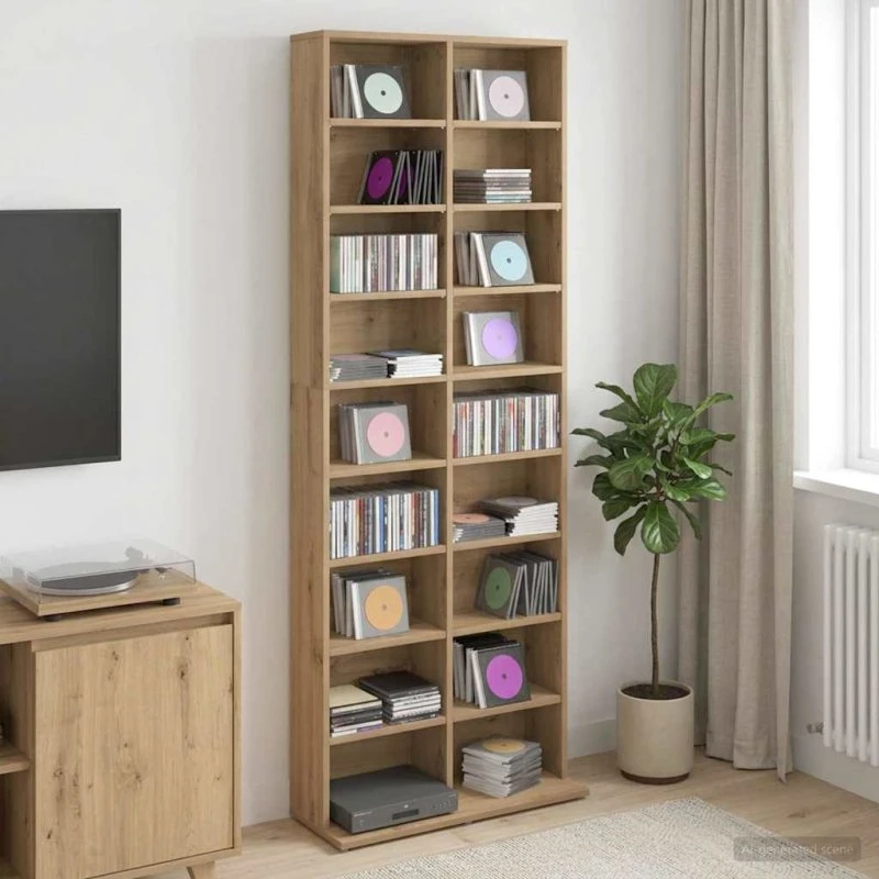 vidaXL CD-skab Artisan-eg 65 x 23,5 x 175 cm