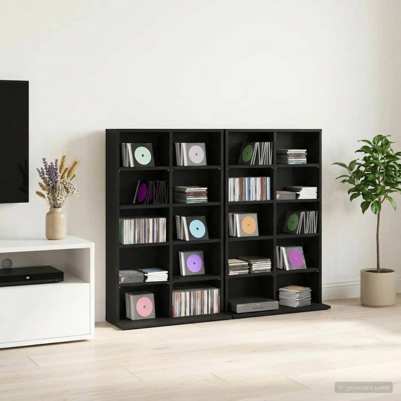 vidaXL CD-skab 2 stk. Sort eg 65 x 23,5 x 97,5 cm