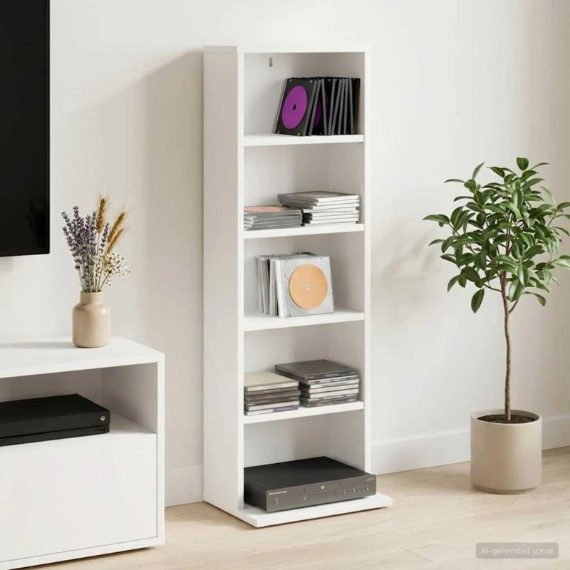 vidaXL CD-skab Hvid 33 x 23,5 x 97,5 cm