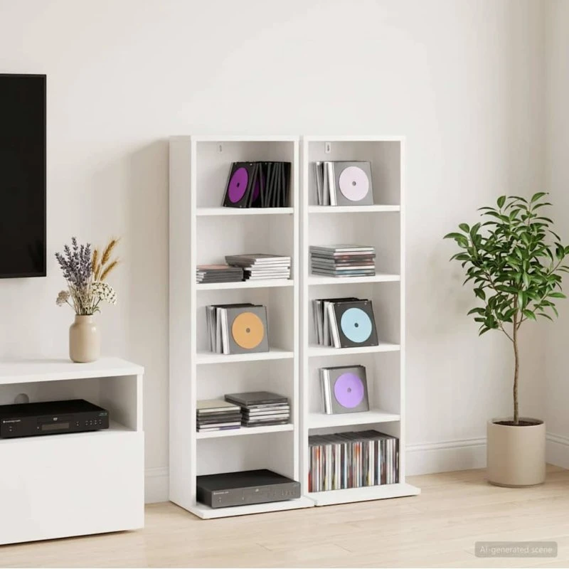 vidaXL CD-skab 2 stk. Hvid 33 x 23,5 x 97,5 cm