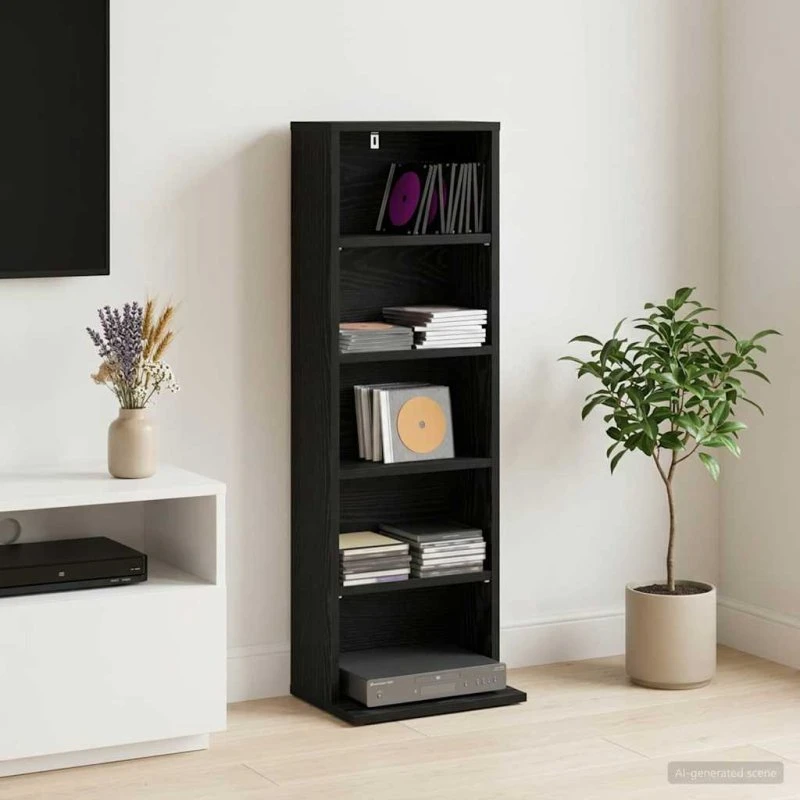 vidaXL CD-skab i sort eg, 33 x 23,5 x 97,5 cm