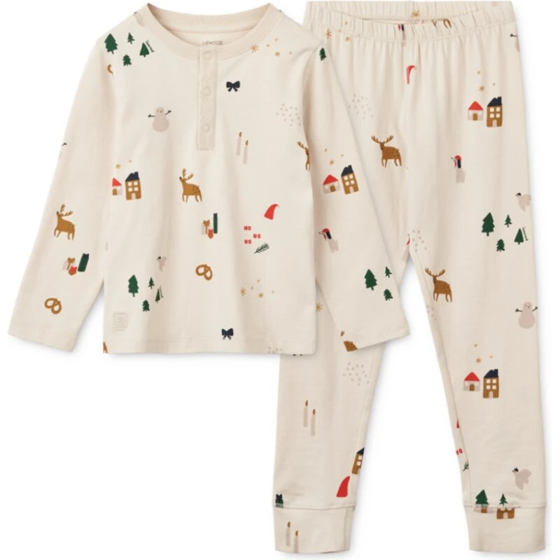 LIEWOOD Wilhelm økologisk bomulds-pyjamas – Oatmeal