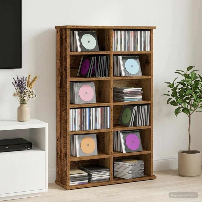 vidaXL CD Skab i Egetræ 60 x 17 x 92 cm