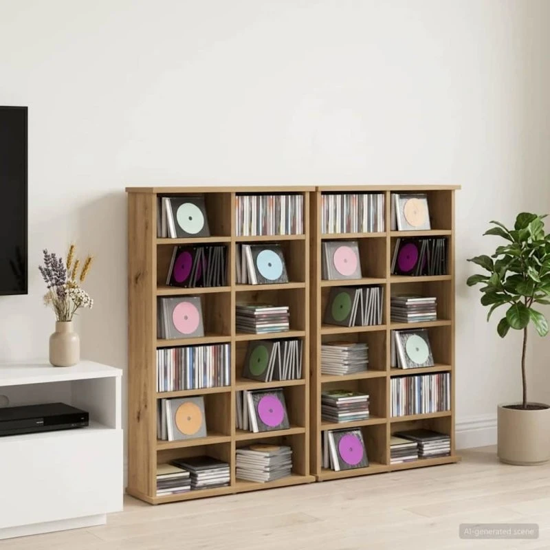 vidaXL CD-skab 2 stk. Artisan-eg 60 x 17 x 92 cm