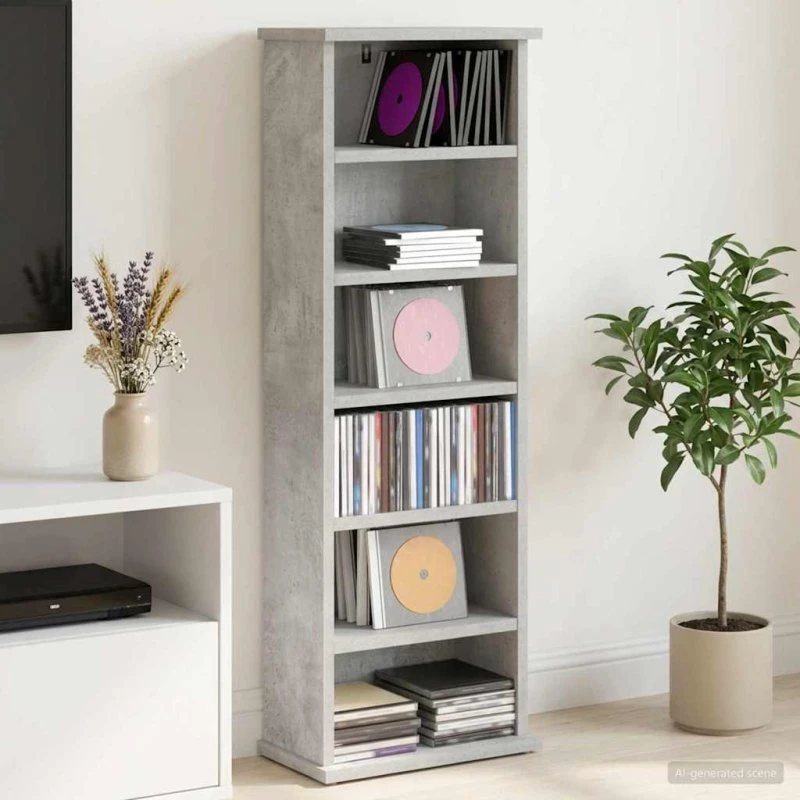 vidaXL CD Skab Betongrå 60 x 17 x 92 cm
