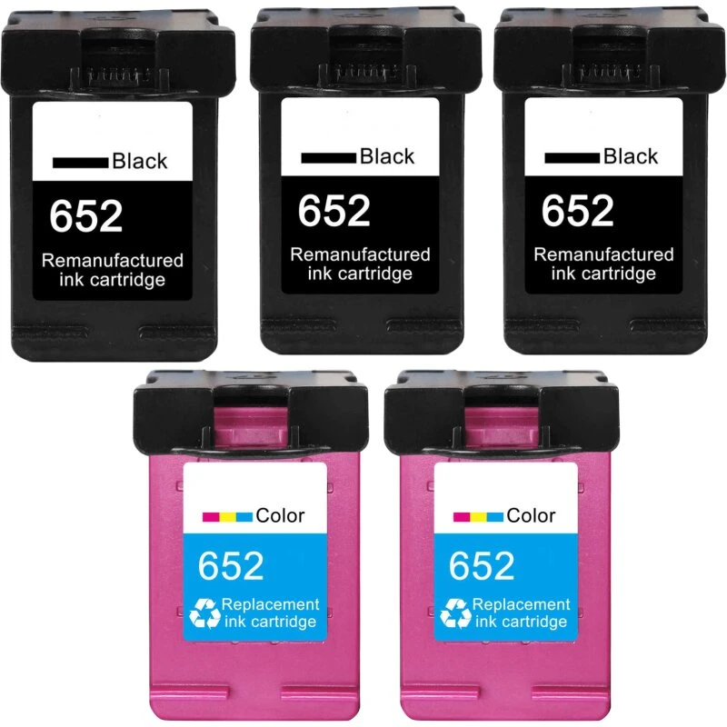 HP 652XL blækpakke – 3 sorte + 2 farve kompatible (90 ml)