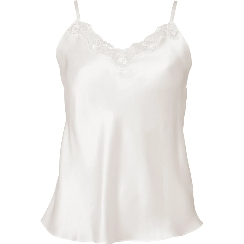 Lady Avenue Pure Silk top med blonde, off-white