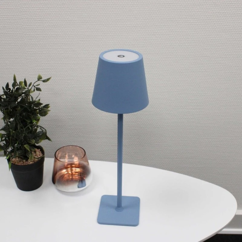 Opladelig LED bordlampe Lyseblå - IP54 Touch-dæmpbar CCT