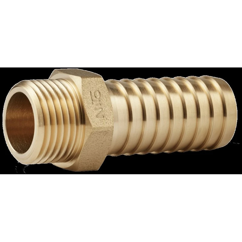 NiTo 3/4" slangenippel med 1/2" udv. gevind i messing