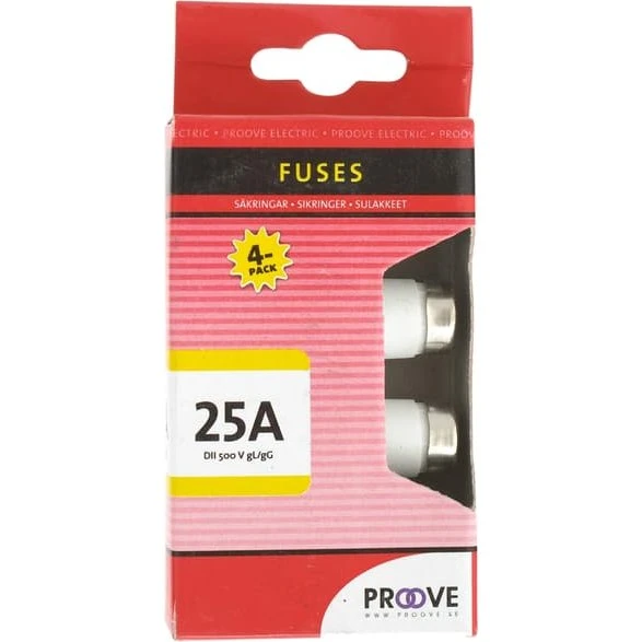 Sikring 25A DII 500V gL/gG (4-pak)