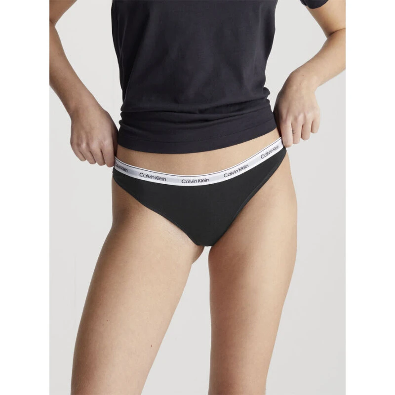 Calvin Klein Icon Logo String - Sort (90% bomuld)