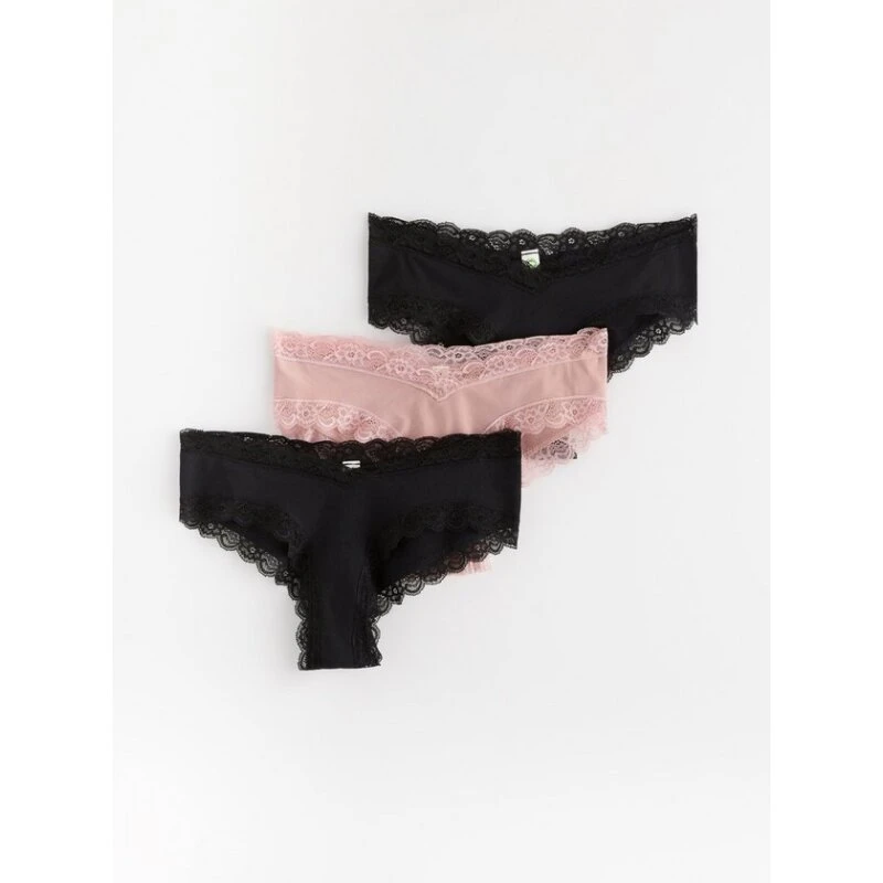 MOM 3-pak brasilianske trusser, lav talje med blød blonde