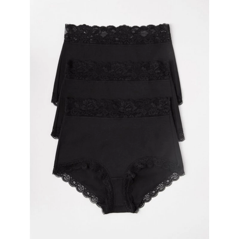 3-pak trusser med høj talje i blød bomuldsblanding