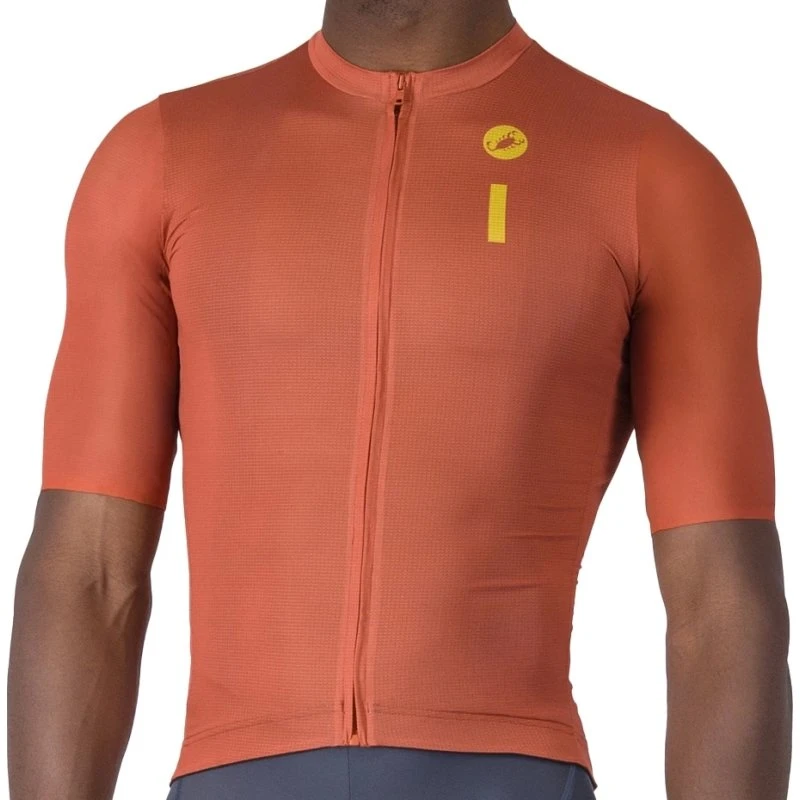 Castelli Drittone Logo Jersey - Paprika/Mango Mojito