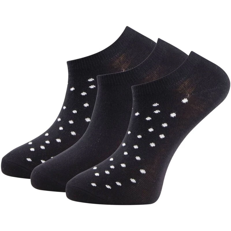 Trofe 3-pak Cotton Dot sneakerstrømper, sort