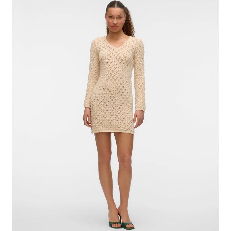 VERO MODA VMRANI kort strikkjole - Birch