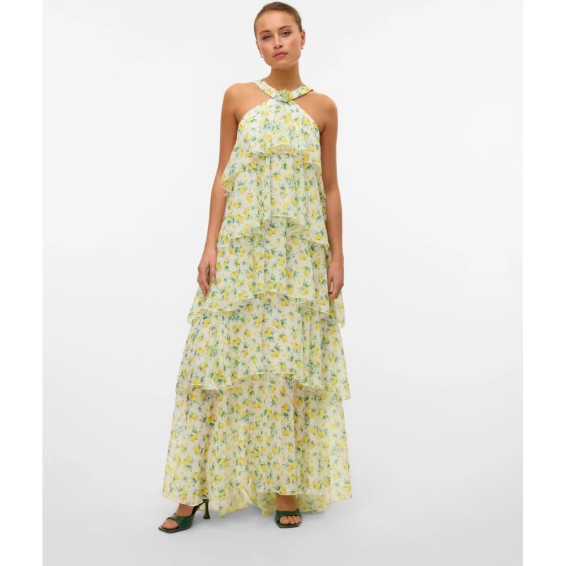 Vero Moda Felicia Halterneck Maxi-kjole - Star White/Lemon