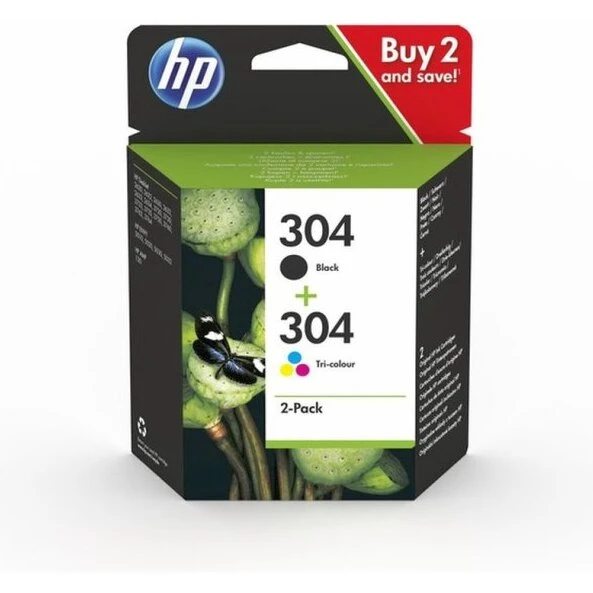 HP 304 original blækpatron - dobbeltpakke (sort + trefarvet, 4 ml/2 ml)