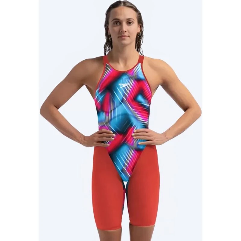 Speedo LZR Pure Valor 2.0 Knæskind (Åben ryg) – Rød/Multi