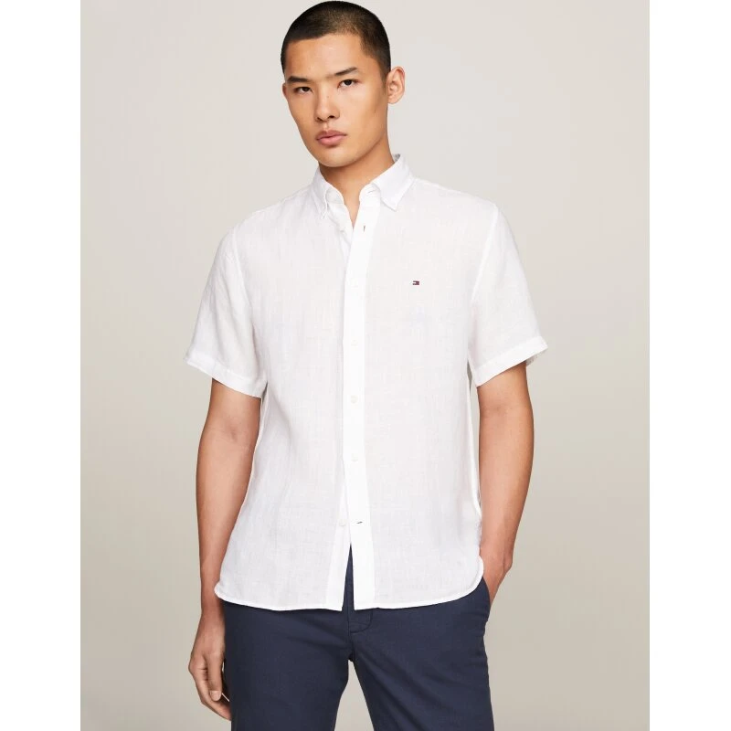 Tommy Hilfiger Regular Fit Hørskjorte, Optic White