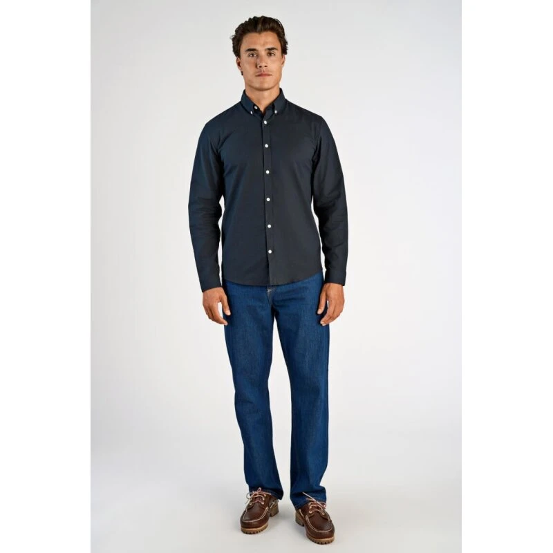 Lindbergh Oxford Superflex slim fit skjorte - Mid Stone Mix