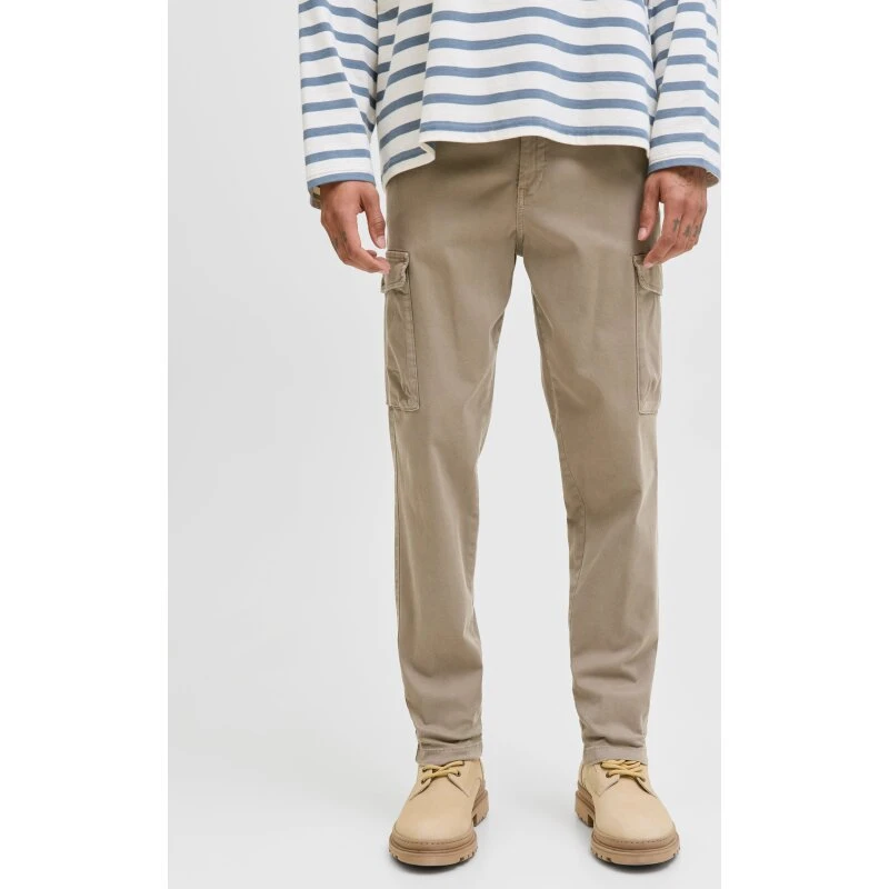 Cargo-bukser tapered i dobby, midt i taljen