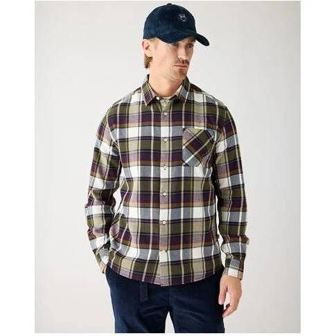 Knowledge Cotton Apparel M Organic Flannel Skjorte Blue Check