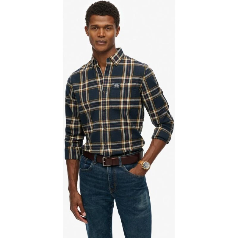 Superdry L/S Cotton Lumberjack Skjorte - Navy Check