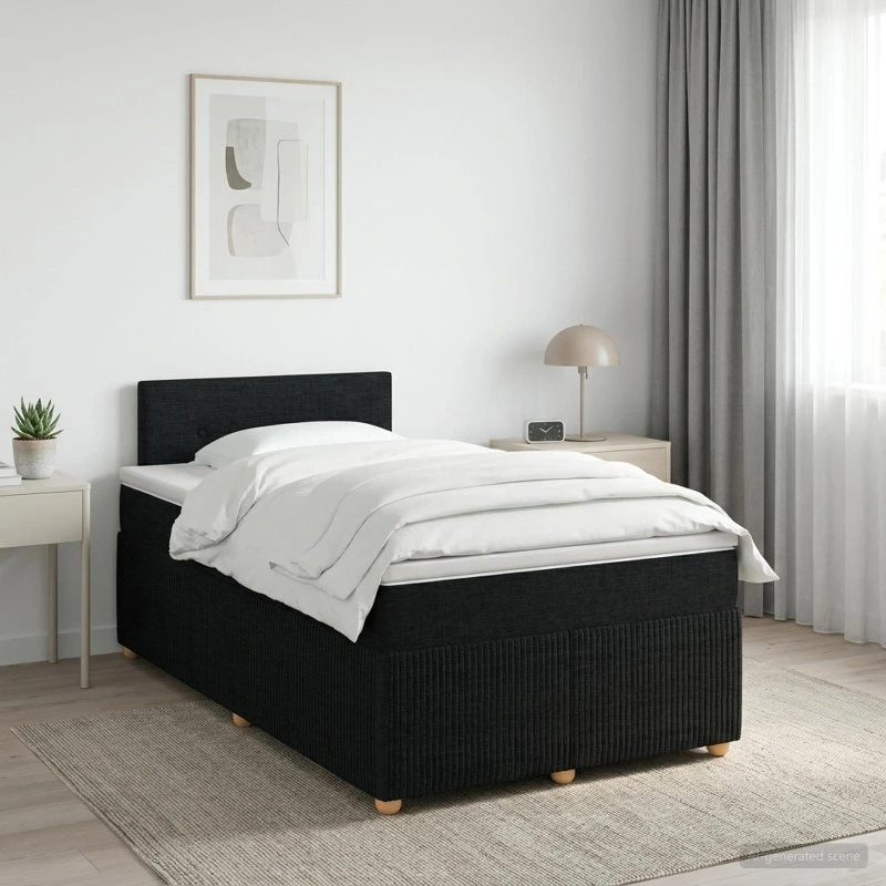 vidaXL Boxmadras med topmadras og hovedgærde, Sort, 120 x 200 cm