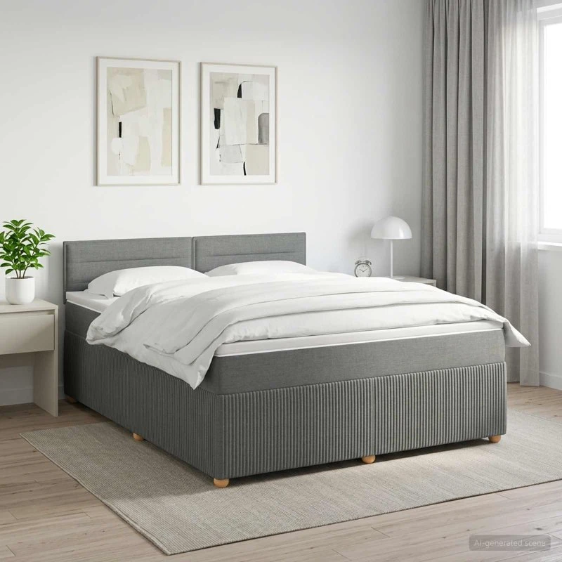 vidaXL Boxmadras med topmadras, mørkegrå, 140 x 190 cm