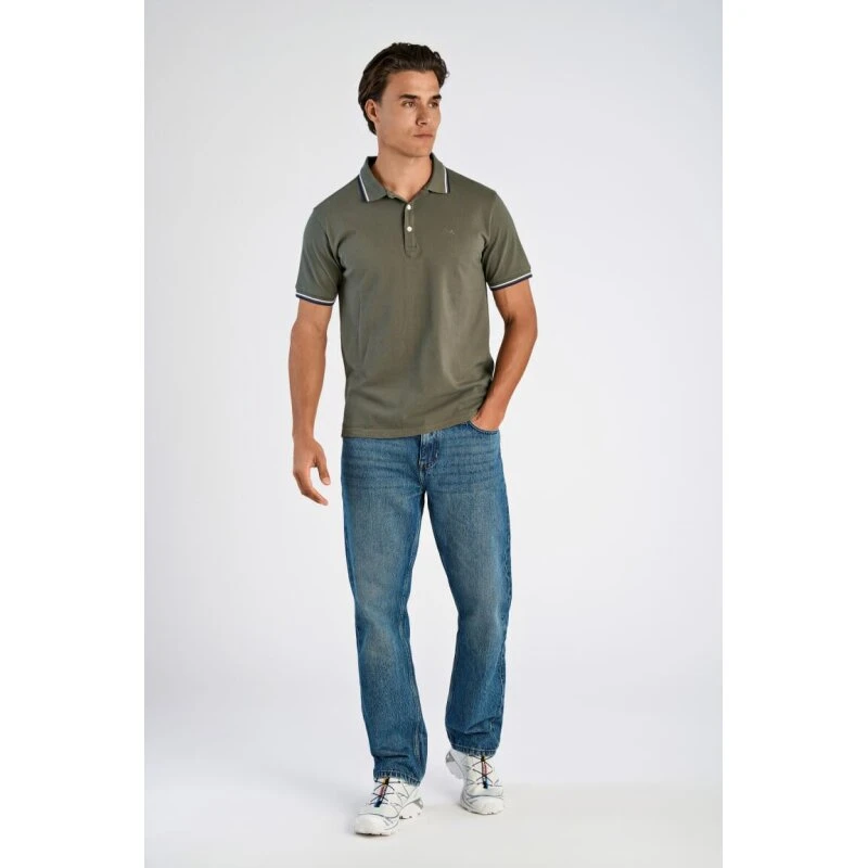 Lindbergh Contrast Piping Poloshirt, Air Force Green, 3XL