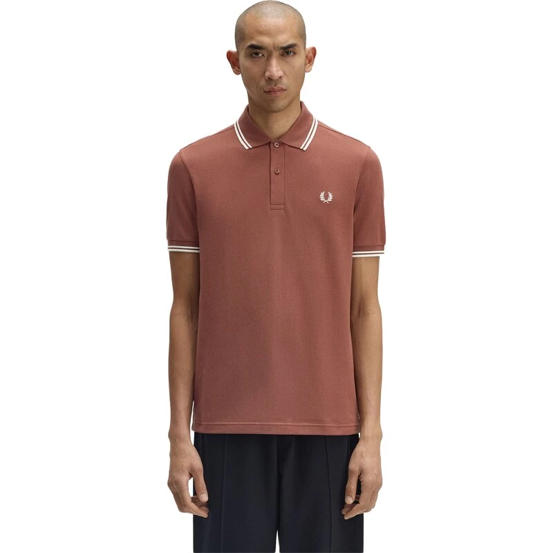Fred Perry Twin Tipped FP Shirt Ecru/Oxblood