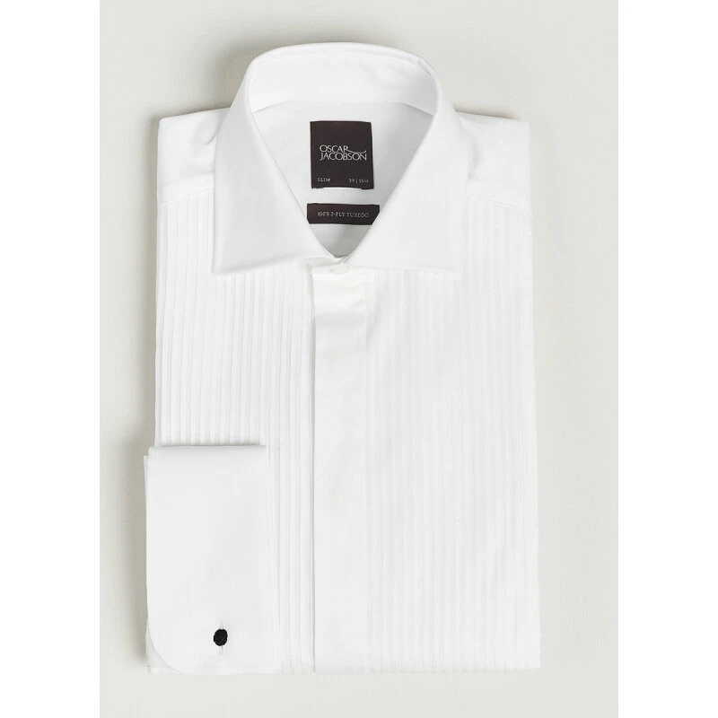 Oscar Jacobson Slim Fit Cut Away Tuxedo Double Cuff Hvid