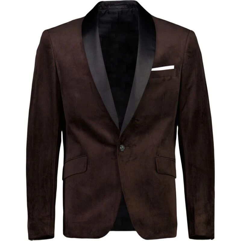 Lindbergh Velvet Blazer, brun - Str. 58