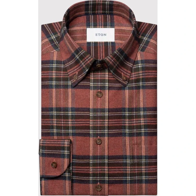 Eton Flannelskjorte Ternet Rød – 100% Bomuld