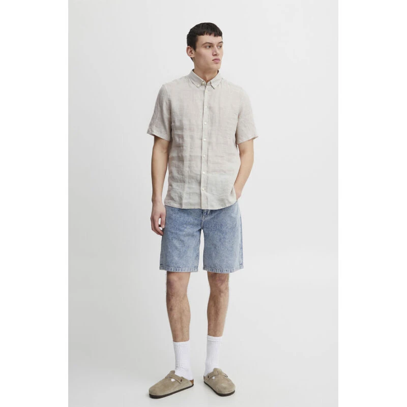 Casual Friday Anton Kortærmet hørskjorte - Sand